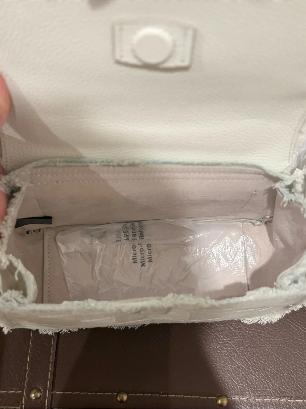 Zac Posen Cream Textured Chain-Handle Shoulder Bag with Knot Accent